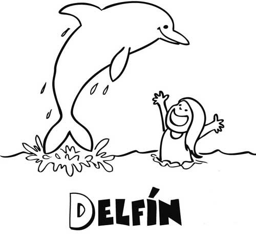 Dibujo para colorear de delfín. Dibujos de animales