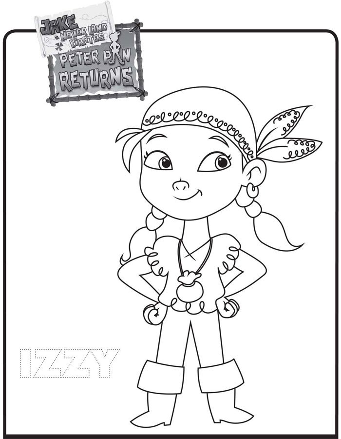 Dibujo de Izzy. Colorea estos dibujos de Jake y los Piratas