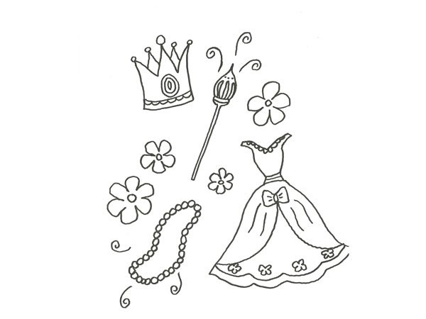 Descolorar Dispersión Pareja Dibujo para pintar con niños de un traje de princesa