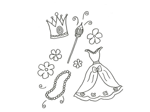 Dibujo para pintar niños de un traje de princesa