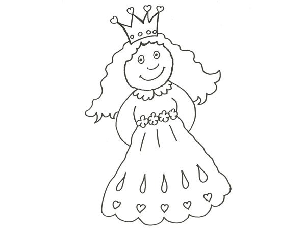 Dibujo para pintar con niños de una pequeña princesa