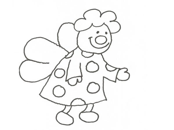  Dibujo de un hada simpática para colorear con niños