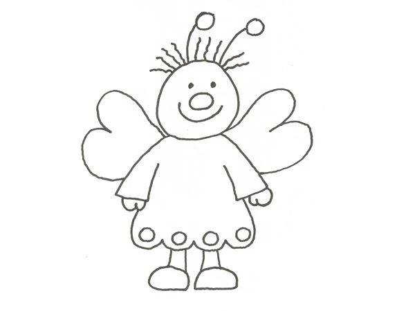 Dibujo de una simpática mariposa para colorear con niños