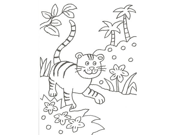 Dibujo de un leopardo en la selva para pintar con niños