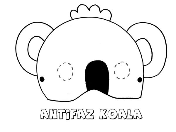tonto Desafortunadamente Cuota de admisión Antifaz de koala. Dibujos para colorear con los niños