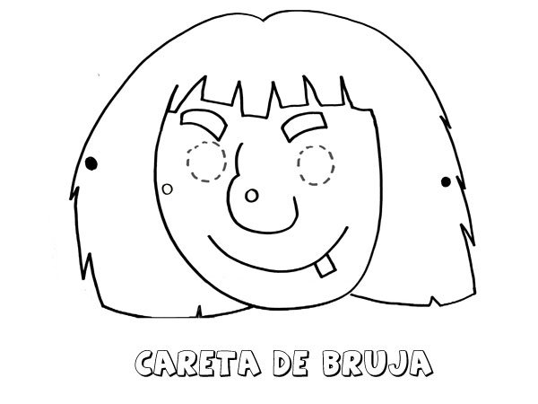 Careta de bruja. Dibujos para colorear con los niños