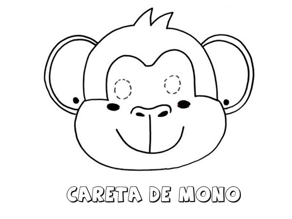 Careta de mono. Dibujos para colorear con los niños