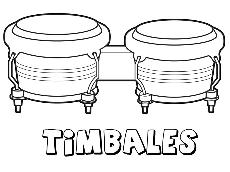 Timbales para colorear. Dibujos de instrumentos musicales