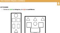 Triángulos y cuadriláteros. Ficha de geometría para niños