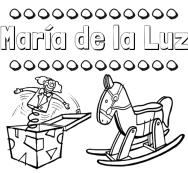 Colorear los nombres: dibujo con juguetes