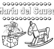 Colorear los nombres: dibujo con juguetes