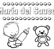 Divertidos dibujos de nombres: peluche y bebé