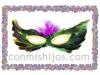 Antifaz de plumas verdes. Máscaras de fantasía para Carnaval