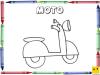 Dibujo para colorear con los niños de una moto