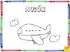 Dibujo para colorear con los niños de un avión