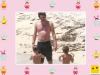 El actor Patrick Dempsey con sus hijos gemelos en la playa