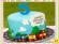 Tarta de fondant para cumpleaños decorada con trenes