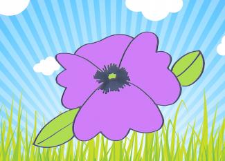 Dibujos de flores para niños. Cómo dibujar una violeta