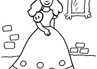 Princesa delante del espejo: dibujo para colorear e imprimir