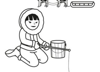 Niño esquimal: dibujo para colorear e imprimir