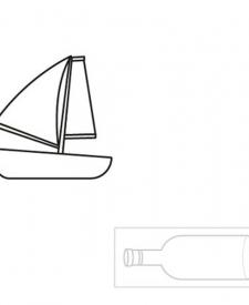 Barco dentro de una botella: dibujo para colorear e imprimir