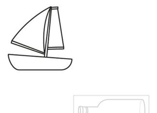 Barco dentro de una botella: dibujo para colorear e imprimir