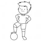 Niño jugando al fútbol con su pelota: dibujo para colorear e imprimir