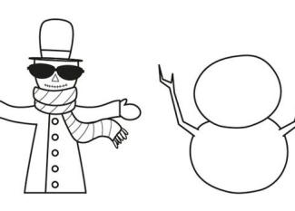Espantapájaros y muñeco de nieve: dibujo para colorear e imprimir