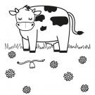 Vaca en un prado: dibujo para colorear e imprimir