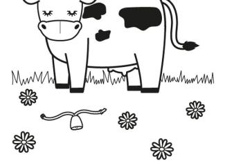 Vaca en un prado: dibujo para colorear e imprimir
