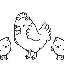 Gallina con sus pollitos: dibujo para colorear e imprimir