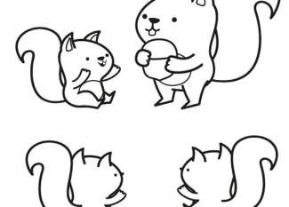 Ardilla buscando avellanas: dibujo para colorear e imprimir