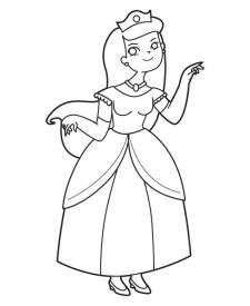 Princesa feliz: dibujo para colorear e imprimir