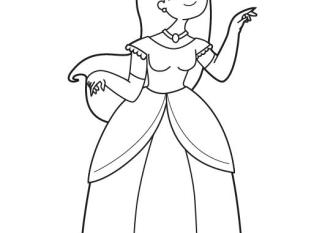 Princesa feliz: dibujo para colorear e imprimir