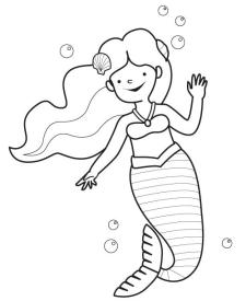 Pequeña sirena: dibujo para imprimir y colorear