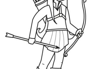 Elfo con arco: dibujo para colorar e imprimir