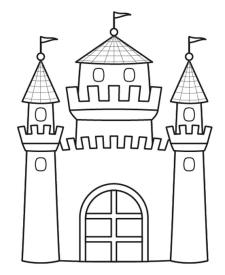 Castillo de princesa: dibujo para colorear e imprimir