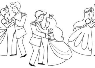 Baile de príncipes: dibujo para colorear e imprimir