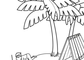 Robinson Crusoe en el desierto: dibujo para colorear e imprimir