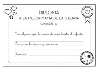 Diploma a la mejor mamá: dibujo para colorear e imprimir