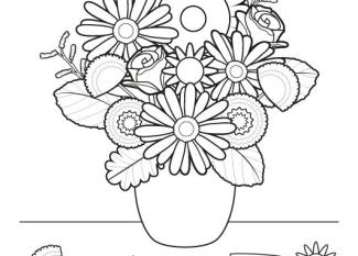 Ramo de flores: dibujo para colorear e imprimir
