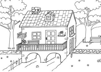 Bonita casa: dibujo para colorear e imprimir