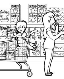 Supermercado: dibujo para colorear e imprimir