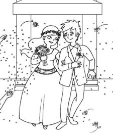 Una bonita boda: dibujos para colorear e imprimir