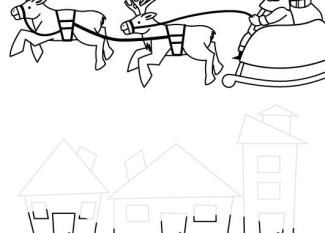 Papá Noel volando en su trineo: dibujo para imprimir y colorear
