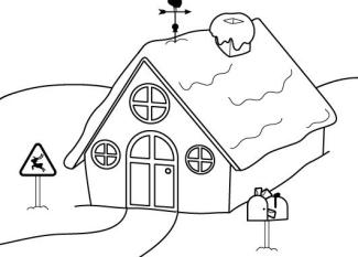 La casa de Papá Noel: dibujo para imprimir y colorear