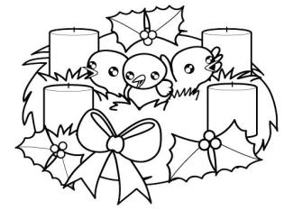 Corona de Adviento: dibujo para dibujar e imprimir
