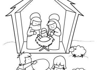 Pesebre en Navidad: dibujo pra colorear e imprimir