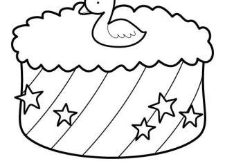 Tarta de cumpleaños 2 años: dibujo para colorear e imprimir