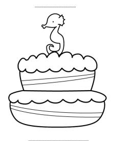 Tarta de cumpleaños 3 años: dibujo para colorear e imprimir